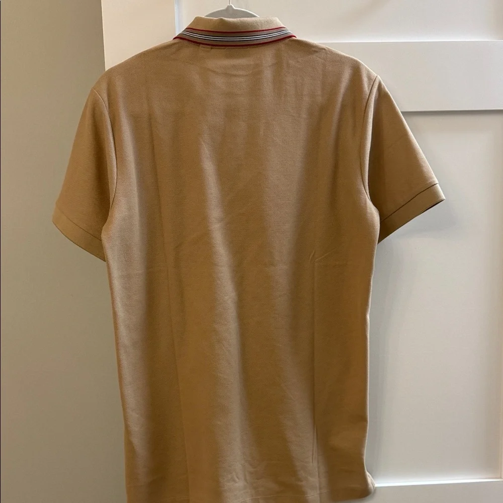 Burberry Tan Polo Shirt with Striped Collar - Picture 4 of 5